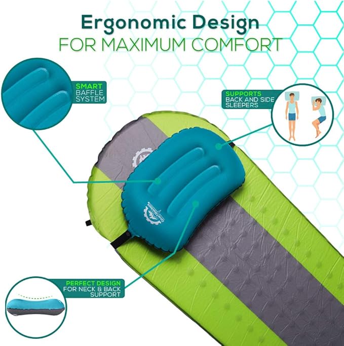 Gear Doctors Camping - Inflatable Camp Pillow, Backpacking - Inflatable - Blow Up Pillow for