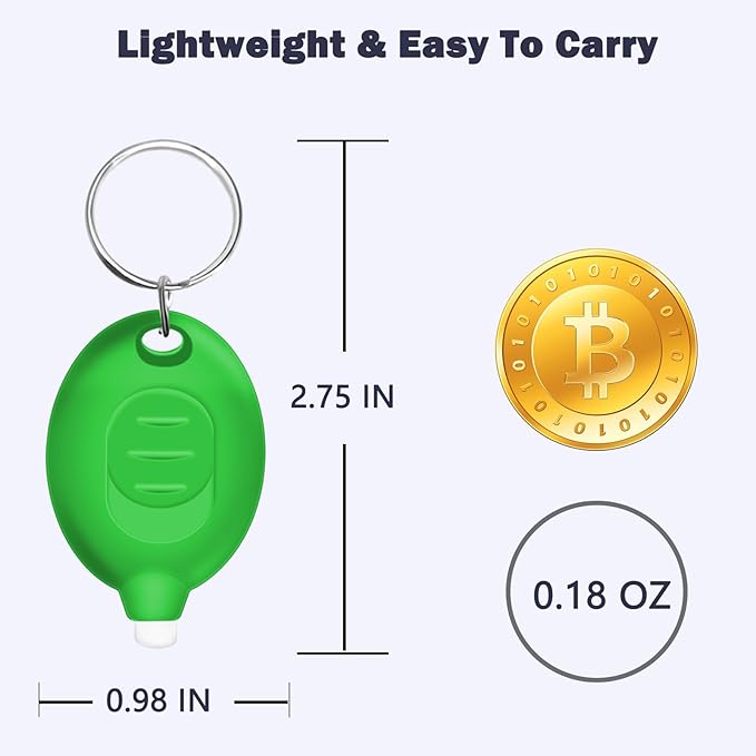 Mini LED Keychain Flashlight, 12 Lumen Ultra Bright Green Light, Portable Pocket Torch with Green
