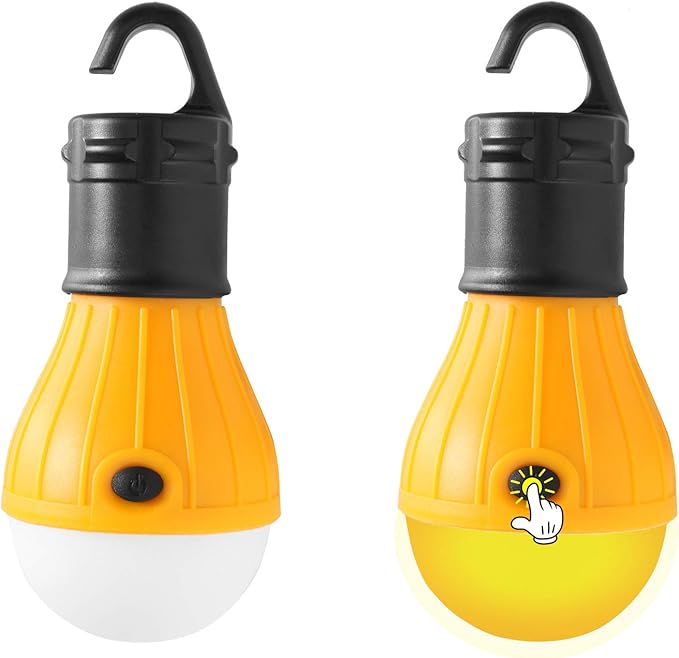 KINUR Sleep Aid Camping Light Bulbs Soft Amber Yellow Color Bug Resistent Portable Hanging Lantern