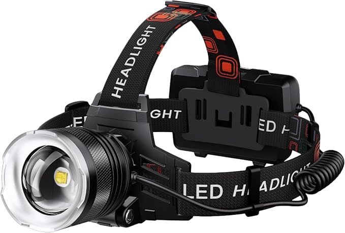 AMAKER LED Headlamp Rechargeable, 9000mAh Long Battery Head Lamp with 5 Modes, IPX7 Waterproof USB