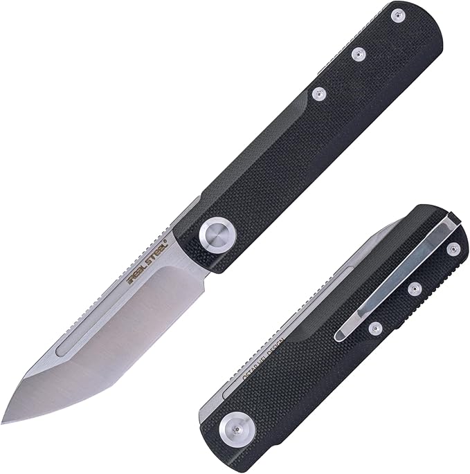 REALSTEEL G-Tanto Pocket Knife,Folding Knives,2.6" Nitro-V Blade,Double Detent Ball Slipjoint