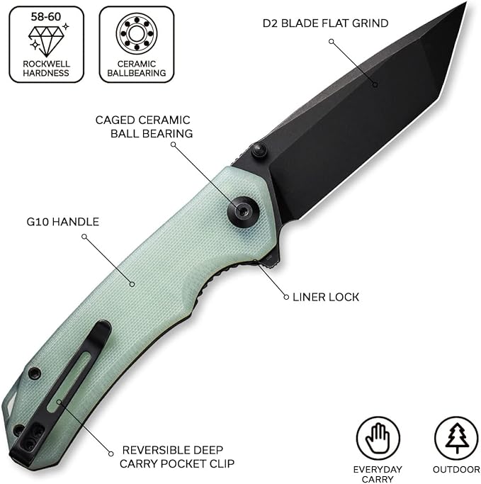 CIVIVI Brazen Folding Pocket Knife,3.5-Inch Tanto D2 Plain Blade,G-10 Outdoor Camping Hiking Knife