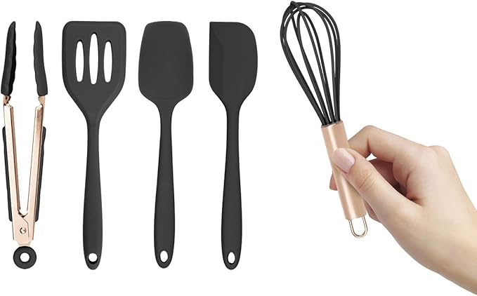COOK WITH COLOR Silicone Cooking Utensils, Kitchen Utensil Set, Easy to Clean Silicone Kitchen