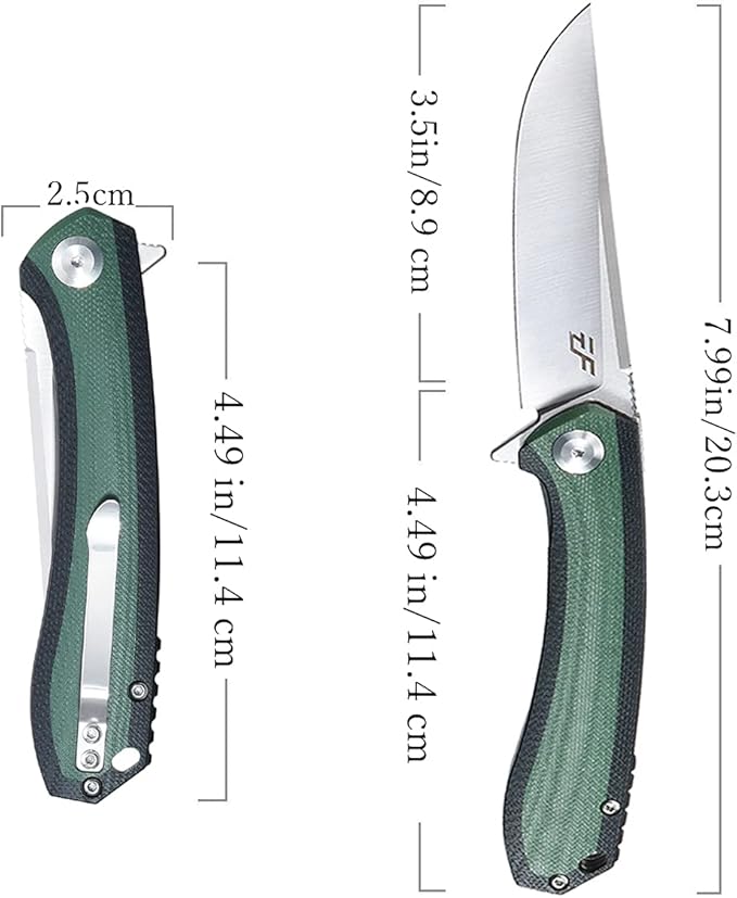 Eafengrow EF947 EDC D2 Folding Knife, G10 Handle Ball Bearing Folder with Locking Liner EDC Flipper