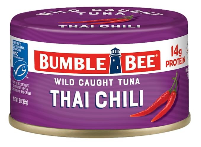 Bumble Bee Snackers - Thai Chili Tuna, 3 oz Easy Open Can - 14g Protein per Serving - Wild Caught