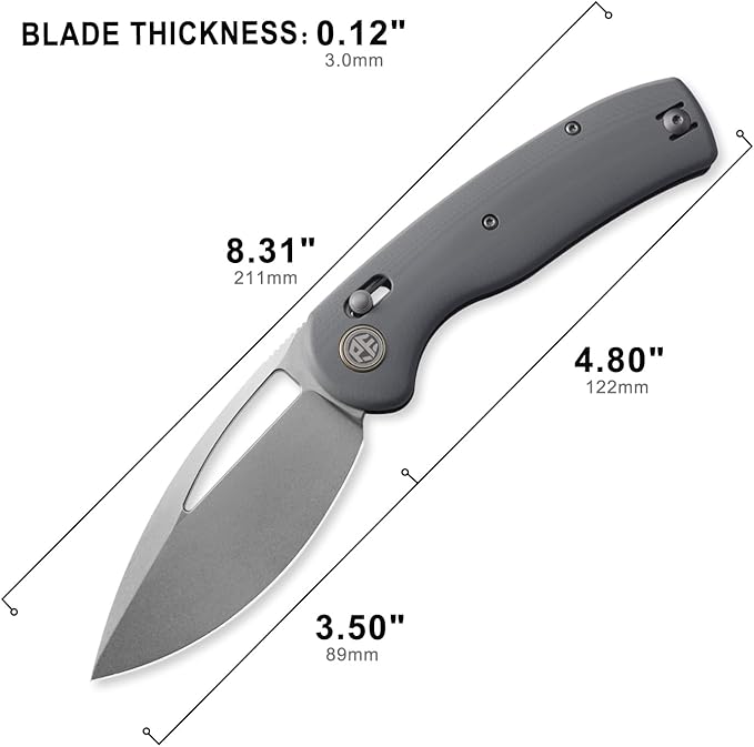 Petrified fish PFP13 Viper Folding Knife,3.5" K110 Steel Stonewashed Blade G10 Handle Pocket Knife