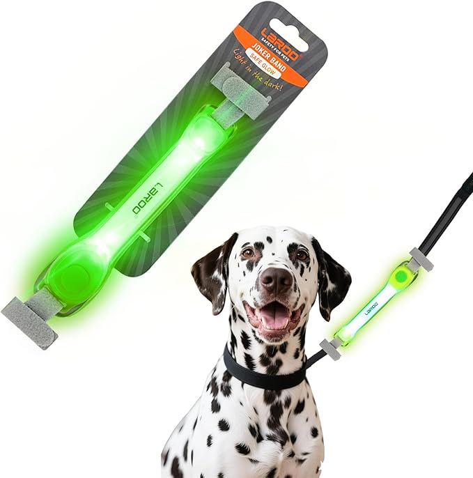 LaRoo Light Up Dog Collar with Nylon Stickers, Universal Glowing Collar Accessories for Leash