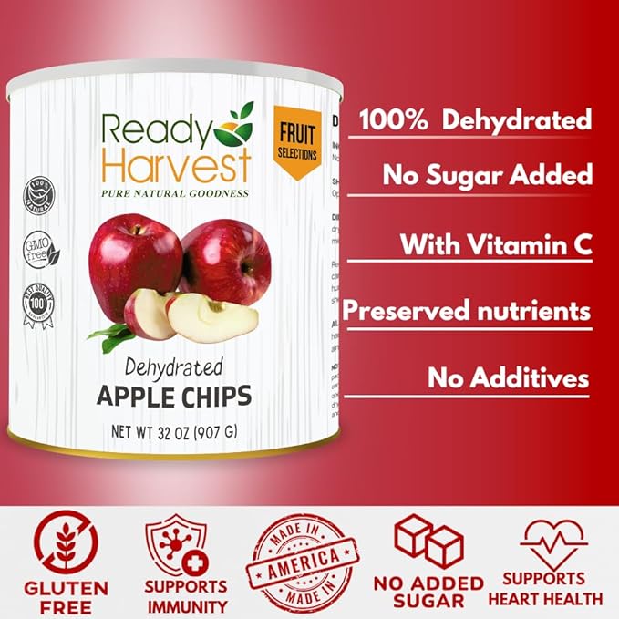 Ready Harvest Dehydrated Food - Apple Slices | Emergency Food | Camping & Survival Kits | #10 Can |