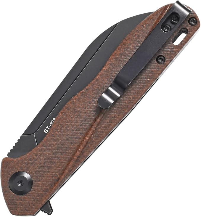 Sitivien ST103 Folding Knife, D2 Steel Blade,Micarta Handle EDC Tool Knife for Outdoor, Camping