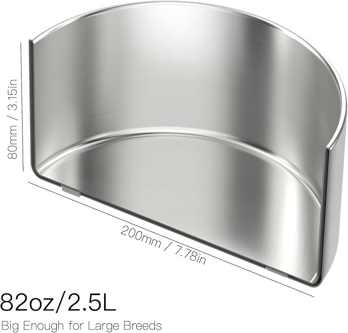 82oz Double Layers 304 Stainless Steel Dog Bowl - Insulated & Durable | Non-Slip Base | Easy to