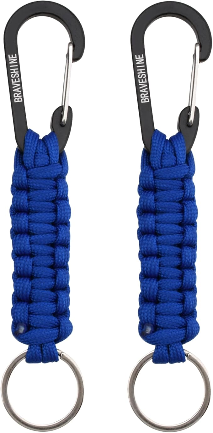 BRAVESHINE Paracord Keychain Carabiner Clip, D Ring Lanyard Hanger Stroller Hook for Water Bottle