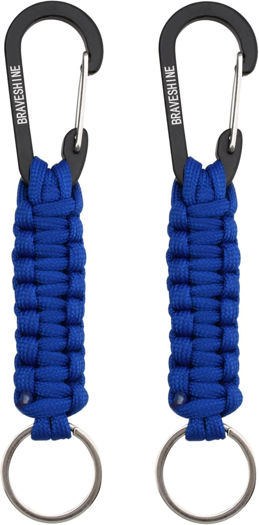 BRAVESHINE Paracord Keychain Carabiner Clip, D Ring Lanyard Hanger Stroller Hook for Water Bottle
