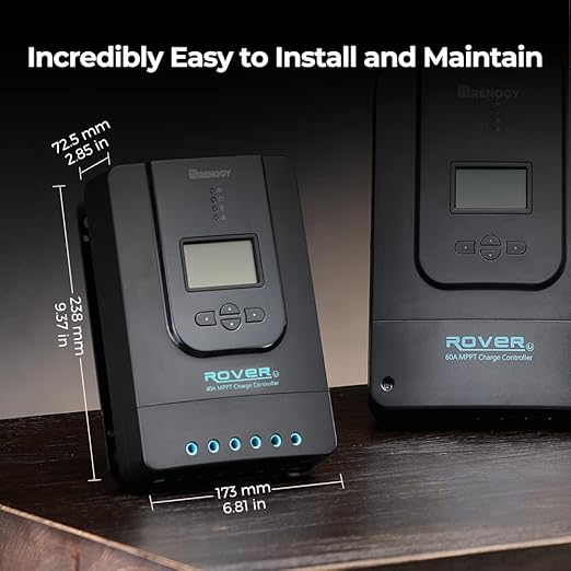 Renogy Solar Charge Controller Rover 40A 12V24V Auto Parameter DC Input MPPT Charge Controllers for