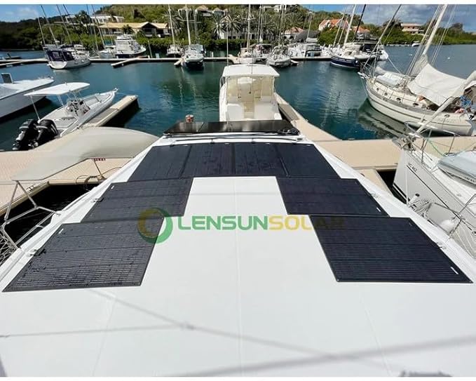 LensunSolar Flexible Solar Panel 240W 12V ETFE, 46.8in x 38in Semi-Flexible Bendable Mono Solar