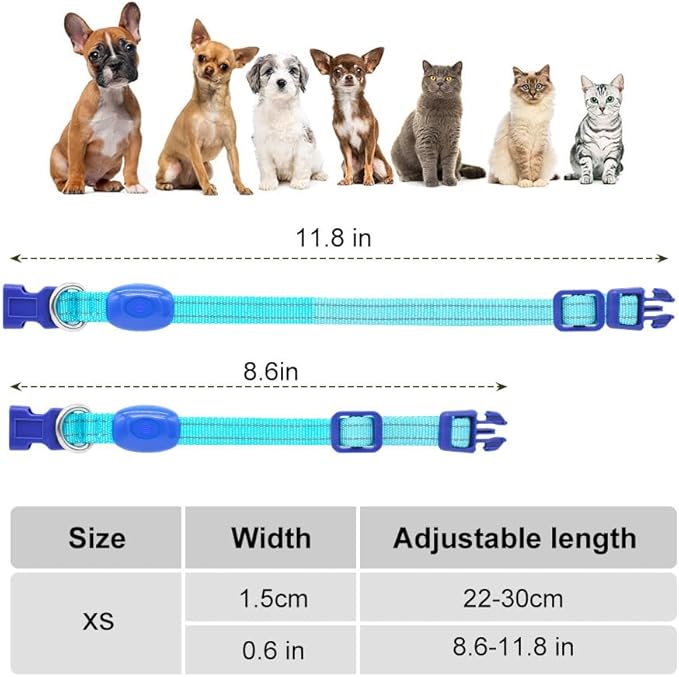 Light Up Dog Collar - Rechargeable Puppy Collar Glow in The Dark LED Dog Collar Lights for Small