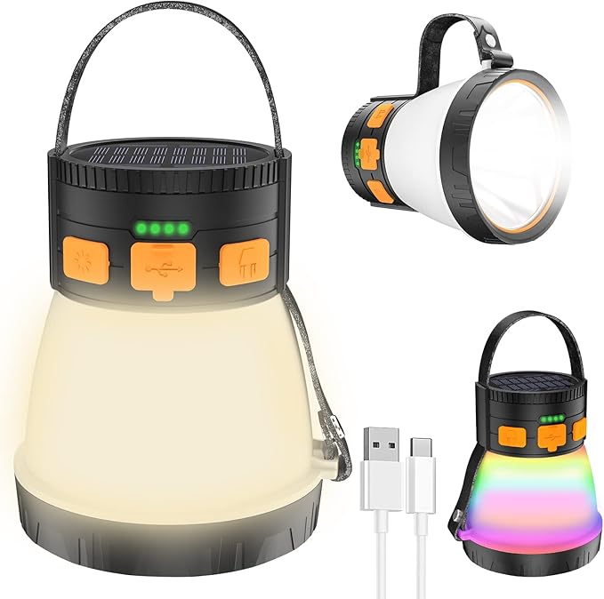 LED Camping Lantern, 1500 Lumens Camping Lantern Rechargeable with Solar Panel Charging