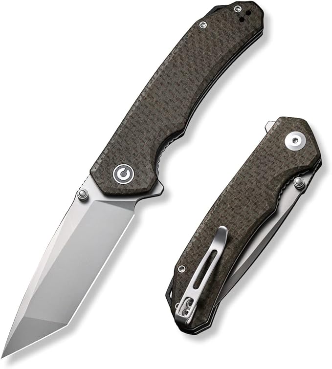 CIVIVI Brazen Pocket Knife,3.5-Inch Folding Knife Tanto D2 Blade,Micarta Outdoor Camping Hiking