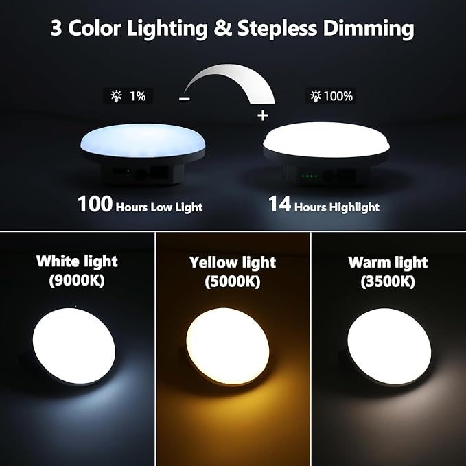 12000mAh 4000LM Camping Lights 3 Color Lighting Modes Bright Rechargeable LED Lamp 40W Hanging Tent