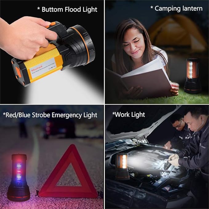 Super Bright Handheld LED Flashlight High Lumens Rechargeable,Powerful Spotlight Long Range