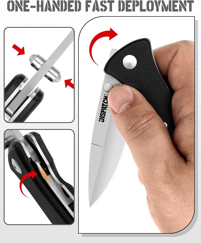 Folding Pocket Knife with Clip, 3" 8Cr13MoV Steel Drop Point Blade with G10 Handle, Liner Lock