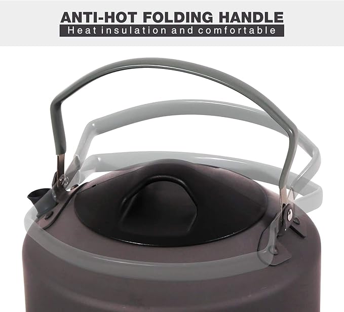 REDCAMP 0.9L Small Outdoor Camping Kettle, Aluminum Water Pot with Carrying Bag, Compact