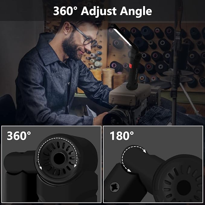 Working Light Portable, Rechargeable Work Lights with Magnetic Base Hanging Hook,360° Rotate 5