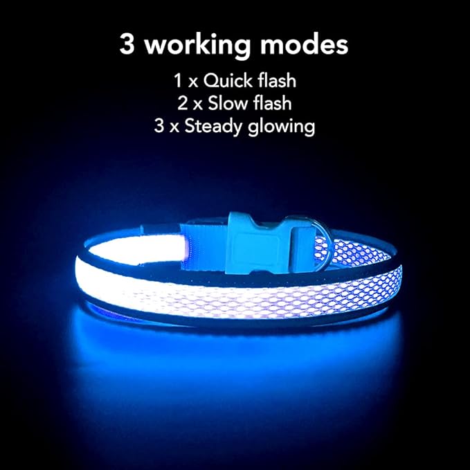 YFbrite Light up Dog Collar, USB Rechargeable LED Puppy Collar Super Bright Adjustable Glowing Dog