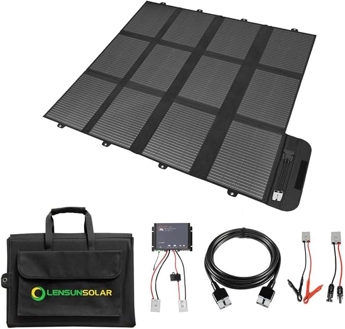 LensunSolar 300W 12V Portable Solar Panel Blanket with Anderson Connectors for Solar Generator