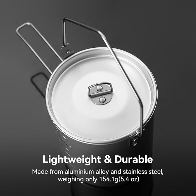 Fire Maple Frost 0.9L Camping Pot Aluminum with Detachable Handle, Backpack Bushcraft Gear