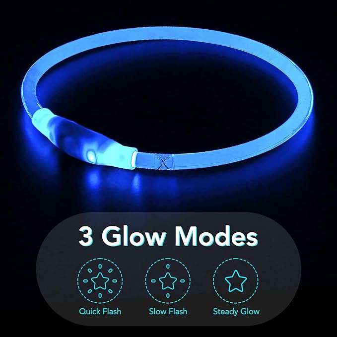 Colaseeme LED Dog Collar, Light Up Dog Collar 1 Count USB Rechargeable TPU Glow Safety Dog Necklace