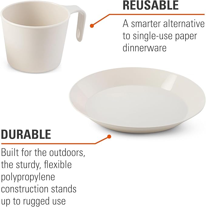 GSI Outdoors Cascadian 1 Person Table Set I 6-Piece Camping, Backpacking Mess Kit, Plastic BPA