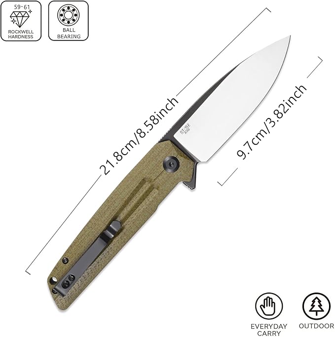 Sitivien ST152 Folding Knife,K110(D2) Steel Blade with Micarta Handle EDC Tool Knife for Outdoor