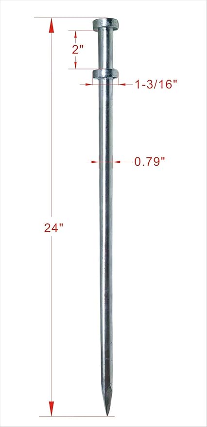 Double Head Tent Stakes - Heavy Duty 1045 Steel Heat-Treated Ground Spikes, Forged Geometric Sharp