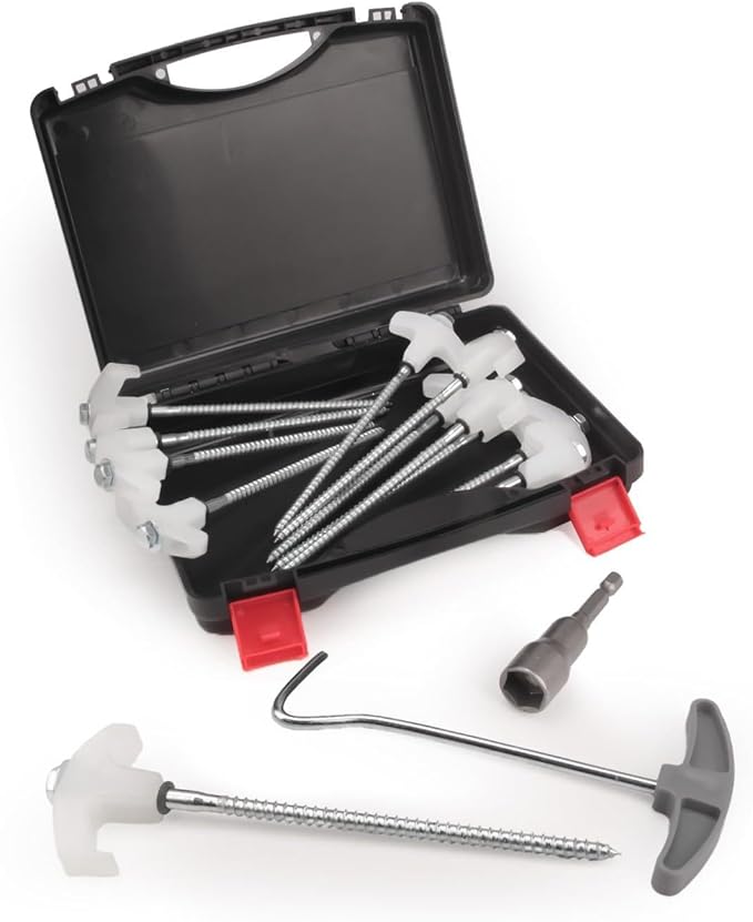 12 Pcs Tent Stakes Heavy Duty, 8 in Ground Anchors Screw in, Grow in the Dark Screw in Tent Stakes