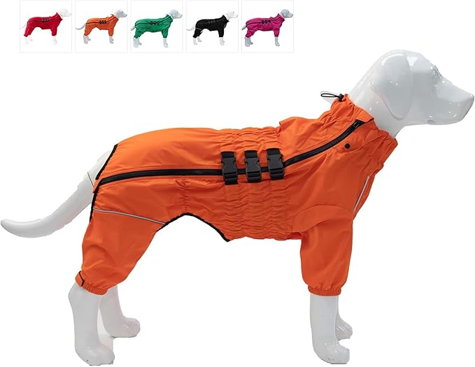 Dogs Waterproof Jacket, Lightweight Waterproof Jacket Reflective Safety Dog Raincoat Windproof