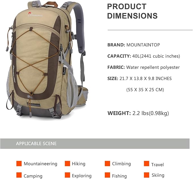 MOUNTAINTOP 25L/40L Hiking Backpack,Lightweight Travel Backpack for Men Women Outdoor Backpacking