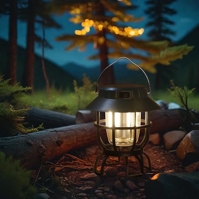 TRIROCKS Set of 2 LED Solar Camping Lantern Dimmable Rechargeable Lantern IPX3 Water-Resistant