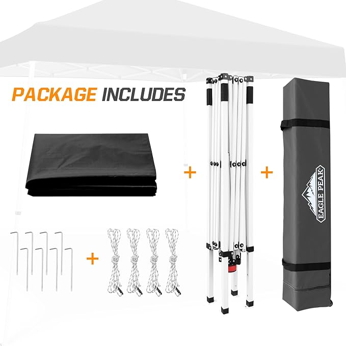 EAGLE PEAK 10x10 Slant Leg Pop-up Canopy Tent Easy One Person Setup Instant Outdoor Beach Canopy