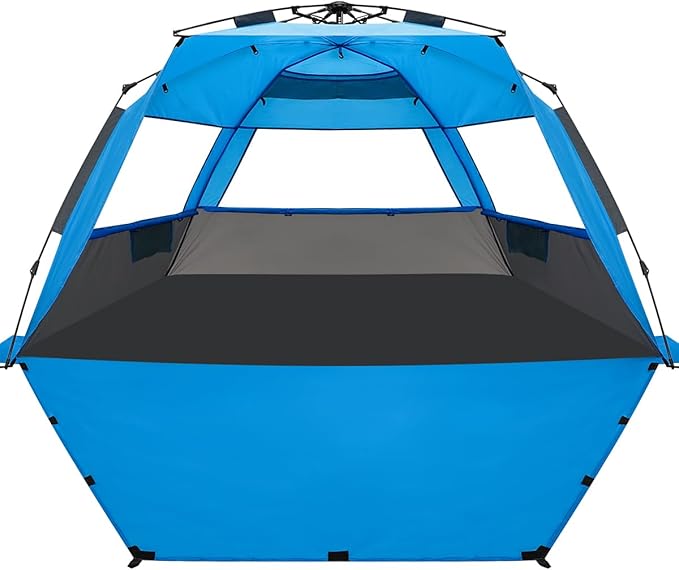 WhiteFang Deluxe Pop Up Beach Tent Sun Shade Shelter for 3-4/5-6 Person, UV Protection, Extendable