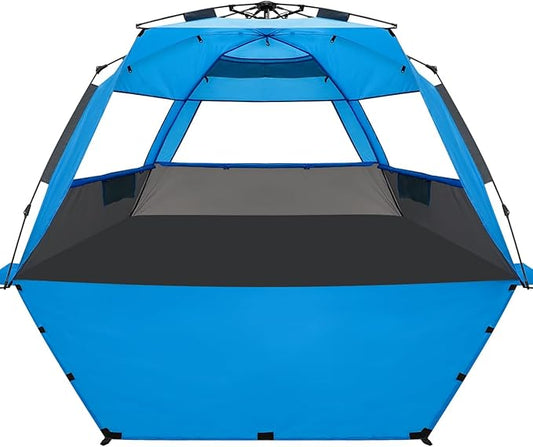 WhiteFang Deluxe Pop Up Beach Tent Sun Shade Shelter for 3-4/5-6 Person, UV Protection, Extendable