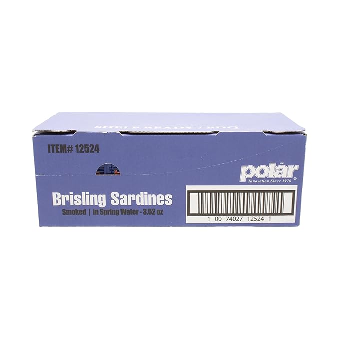 MW Polar Smoked Brisling Sardines in Spring Water, 3.52 oz Can, Wild Caught (Pack of 12)