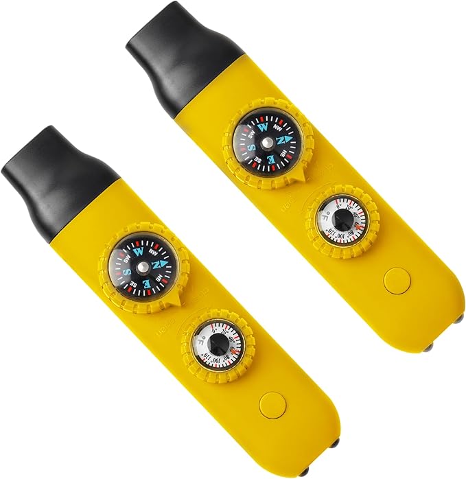 Emergency Survival Safety Whistle，Whistle for Kids with Lanyard,Compass,Thermometer,Ideal for