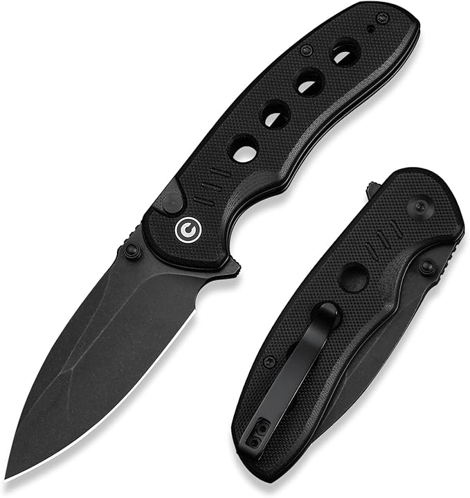 CIVIVI Triptych Folding Pocket Knife, 2.97" 14C28N Blade G10 Handle with Reversible Clip, Button