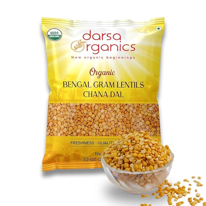 Darsa Organics Chana Dal 2 lb ??USDA Organic Split Bengal Gram (Yellow Chickpeas), Non-GMO