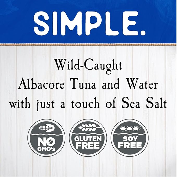 Blue Harbor Fish Co. Wild Albacore Solid White Tuna in Water with Sea Salt - 4.6 oz Can (Pack of 12)