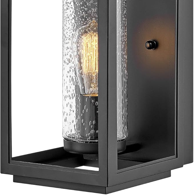 Hinkley Atwater Medium Wall Mount Outdoor Lantern - Anti-Fade, Clear Seedy Glass, Composite - Black