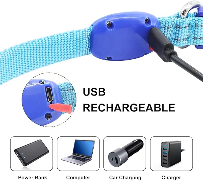 Light Up Dog Collar - Rechargeable Puppy Collar Glow in The Dark LED Dog Collar Lights for Small