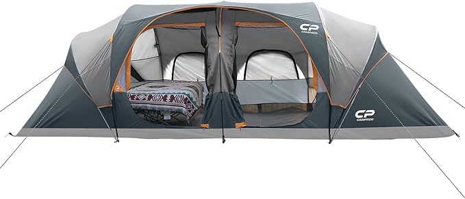 CAMPROS CP Tent 12-Person-Camping-Tents,3 Room Family Tents,Waterproof Windproof Family Tent with
