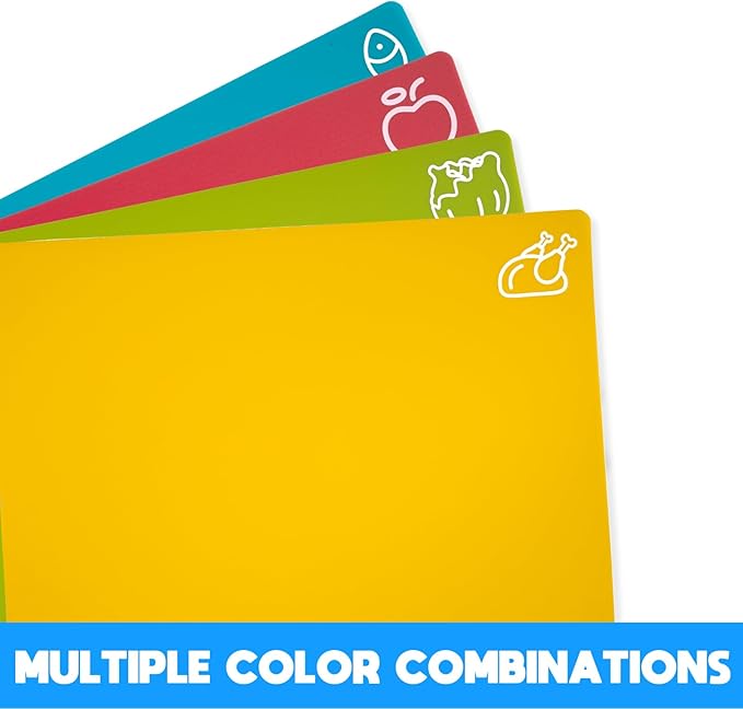 GoodLuck 5 Pieces Flexible Cutting Boards with Hanging Hole, BPA Free Plastic Cutting Boards for