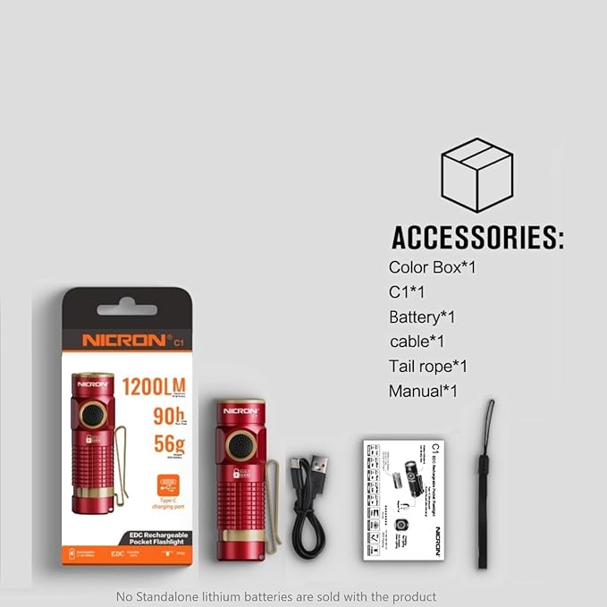 NICRON Mini Flashlight, 1200 lumens Rechargeable led flashlights high lumens with Clip on